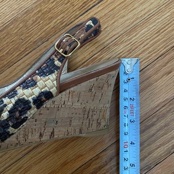 Stuart Weitzman animal print peep toe cork wedge shoes - Picture 12 of 14